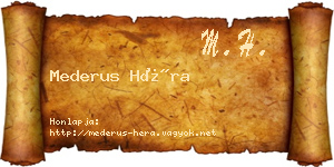 Mederus Héra névjegykártya
